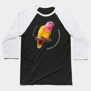 Lutino rosy-faced lovebird pin white text Baseball T-Shirt